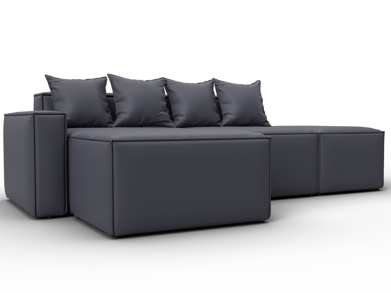 Диван угловой модульный Лига-063 угол левый, Экокожа, GRIFON 15 серый