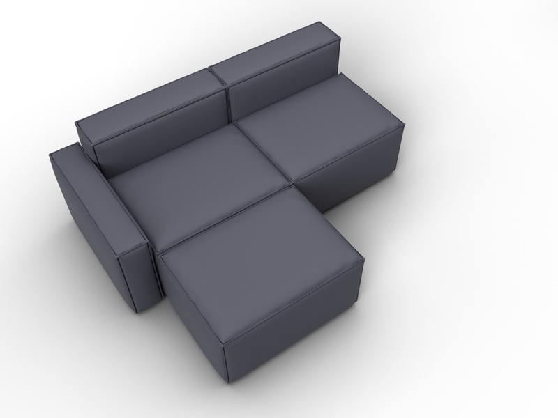 Диван угловой модульный Лига-063 угол левый, Экокожа, GRIFON 15 серый