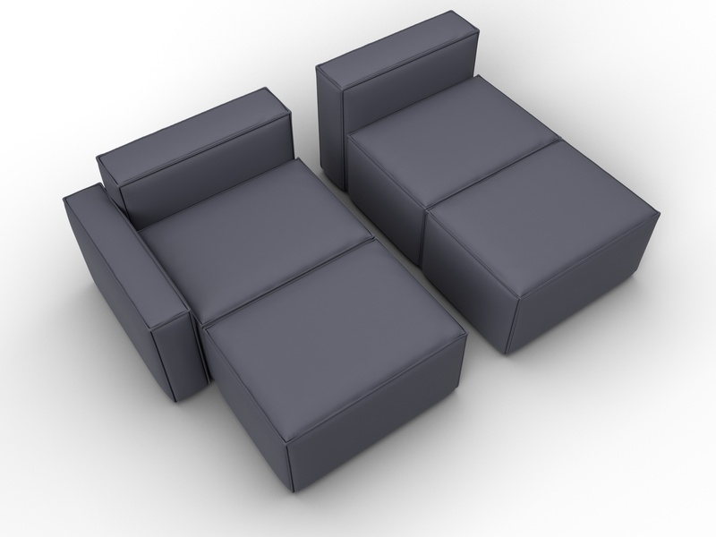 Диван угловой модульный Лига-063 угол левый, Экокожа, GRIFON 15 серый