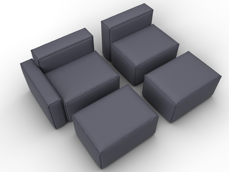 Диван угловой модульный Лига-063 угол левый, Экокожа, GRIFON 15 серый