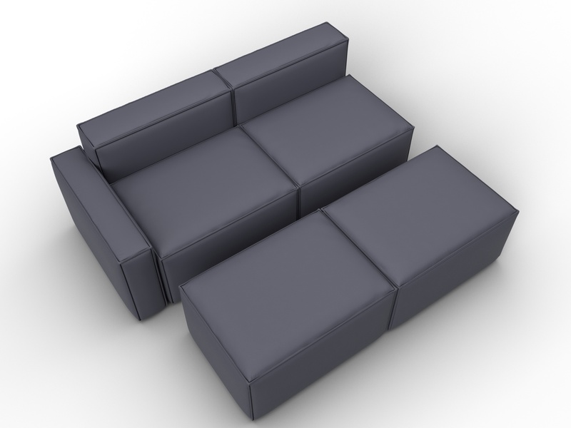 Диван угловой модульный Лига-063 угол левый, Экокожа, GRIFON 15 серый