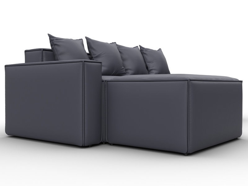 Диван угловой модульный Лига-063 угол левый, Экокожа, GRIFON 15 серый