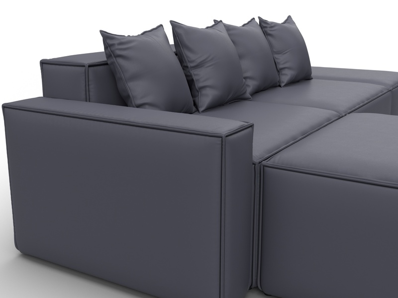 Диван угловой модульный Лига-063 угол левый, Экокожа, GRIFON 15 серый