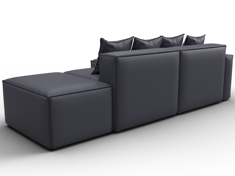 Диван угловой модульный Лига-063 угол левый, Экокожа, GRIFON 15 серый