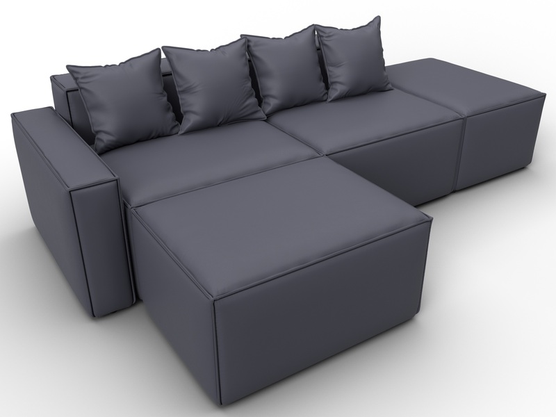 Диван угловой модульный Лига-063 угол левый, Экокожа, GRIFON 15 серый