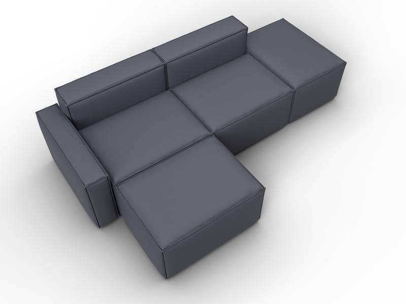 Диван угловой модульный Лига-063 угол левый, Экокожа, GRIFON 15 серый