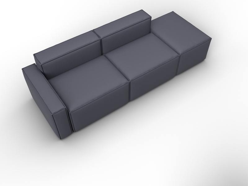 Диван угловой модульный Лига-063 угол левый, Экокожа, GRIFON 15 серый