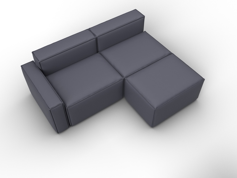 Диван угловой модульный Лига-063 угол левый, Экокожа, GRIFON 15 серый