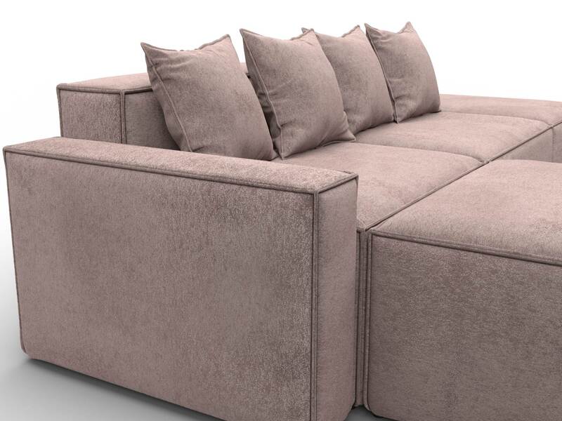 Диван угловой модульный Лига-063 угол левый, Велюр, TOWER 05 бежевый