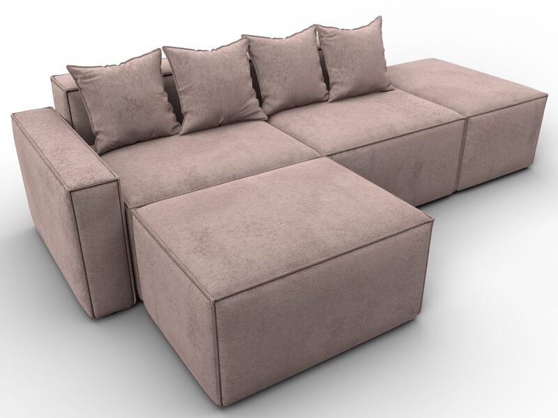 Диван угловой модульный Лига-063 угол левый, Велюр, TOWER 05 бежевый