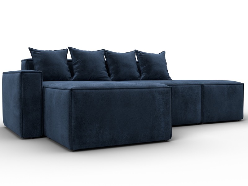 Диван угловой модульный Лига-063 угол левый, Велюр, TOWER 13 синий