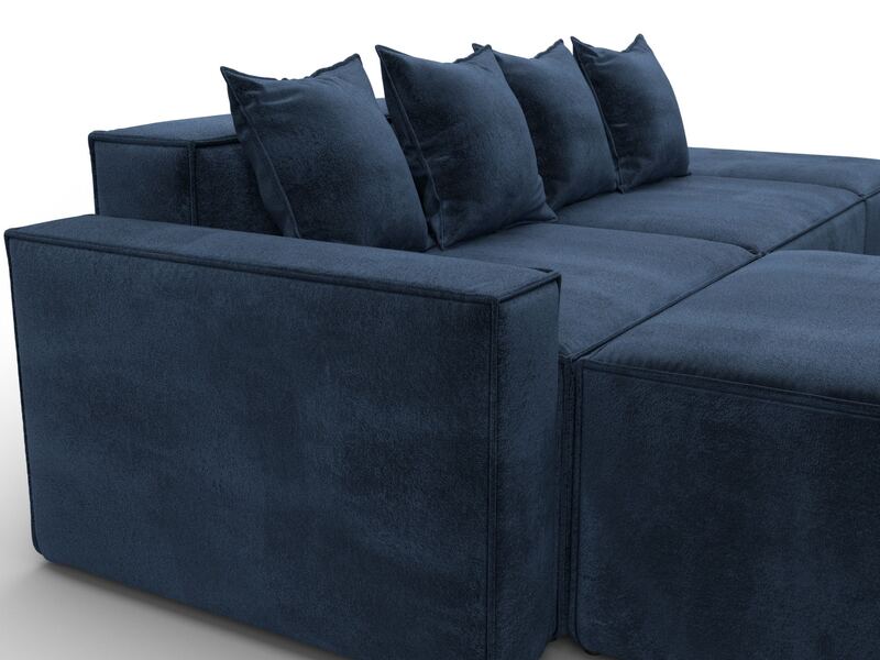 Диван угловой модульный Лига-063 угол левый, Велюр, TOWER 13 синий