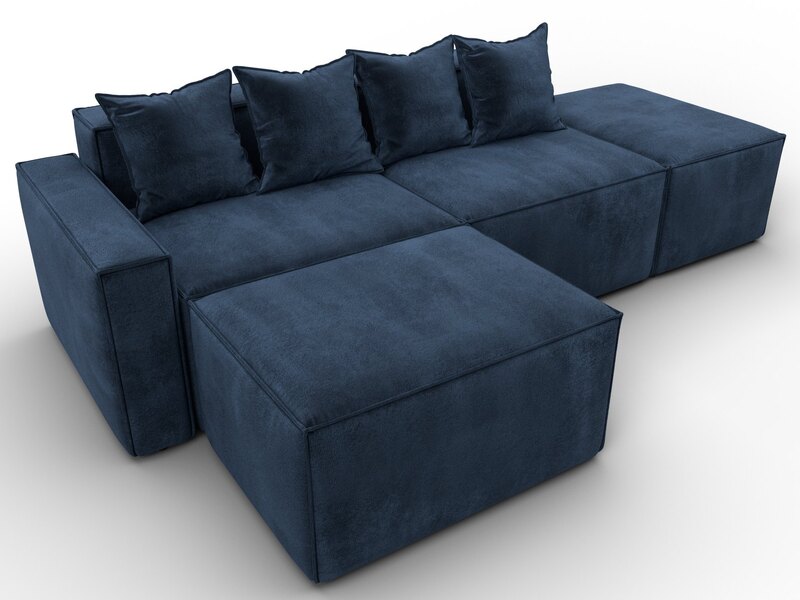 Диван угловой модульный Лига-063 угол левый, Велюр, TOWER 13 синий