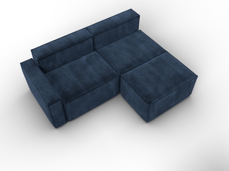 Диван угловой модульный Лига-063 угол левый, Велюр, TOWER 13 синий