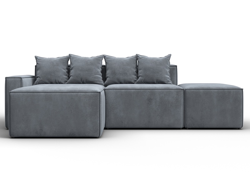 Диван угловой модульный Лига-063 угол левый, Велюр, TOWER 10 серый
