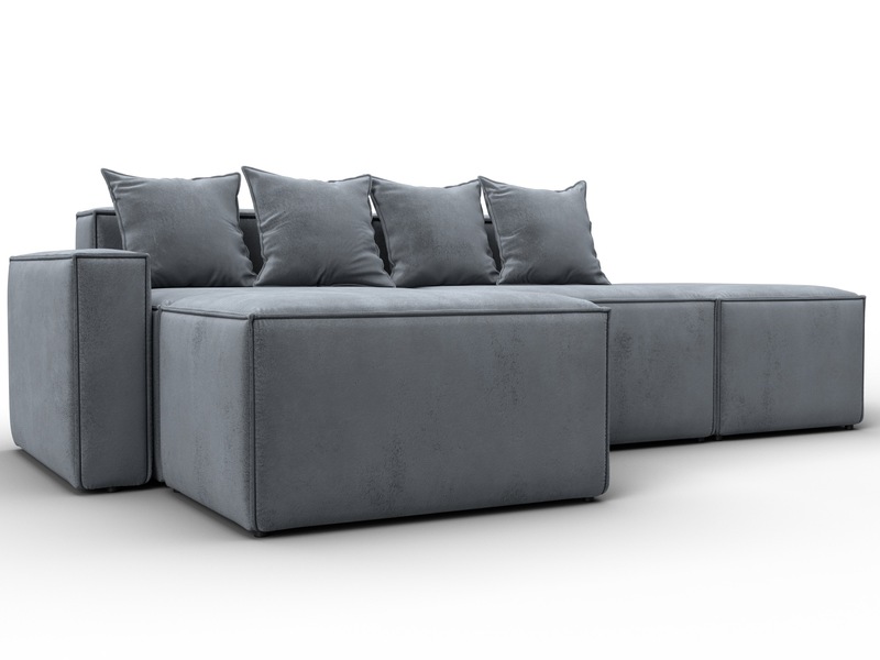 Диван угловой модульный Лига-063 угол левый, Велюр, TOWER 10 серый