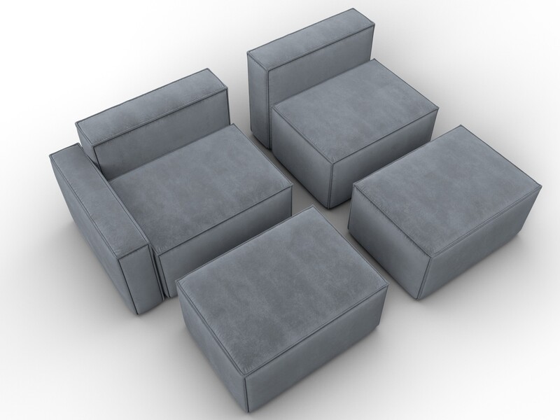 Диван угловой модульный Лига-063 угол левый, Велюр, TOWER 10 серый