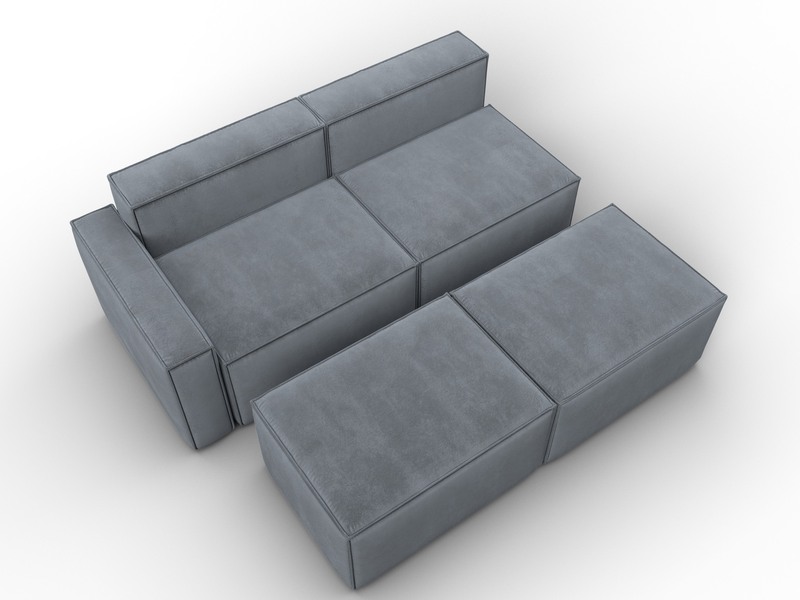 Диван угловой модульный Лига-063 угол левый, Велюр, TOWER 10 серый