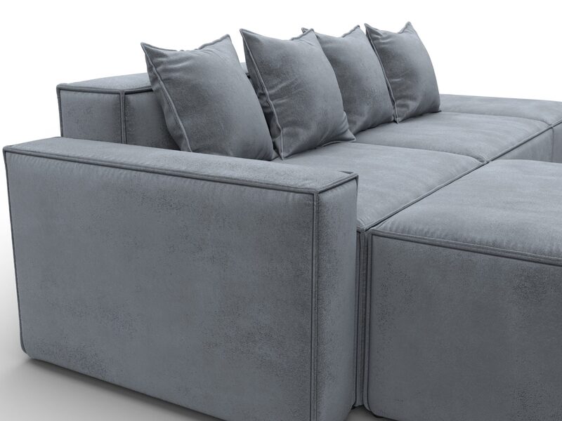 Диван угловой модульный Лига-063 угол левый, Велюр, TOWER 10 серый