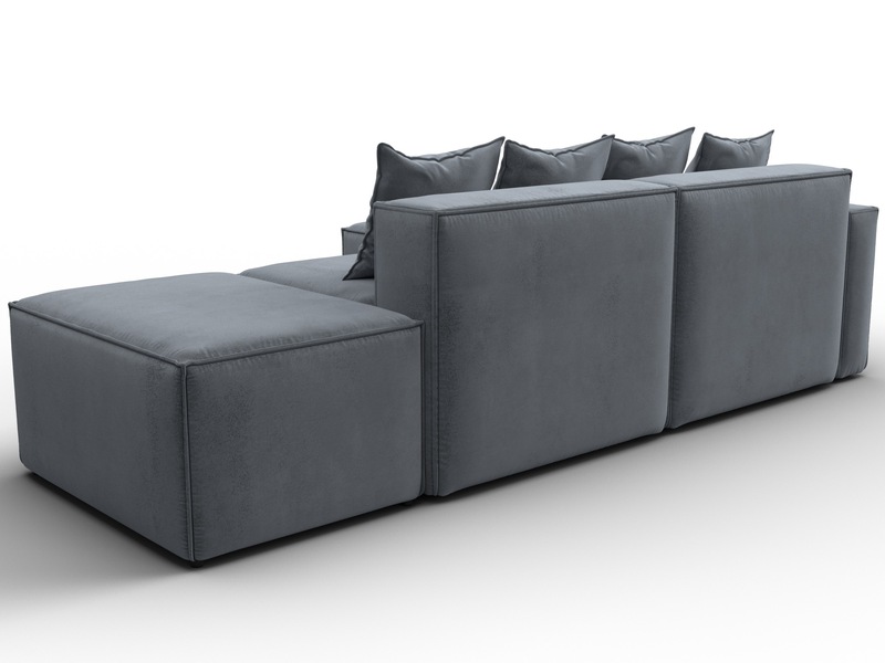 Диван угловой модульный Лига-063 угол левый, Велюр, TOWER 10 серый