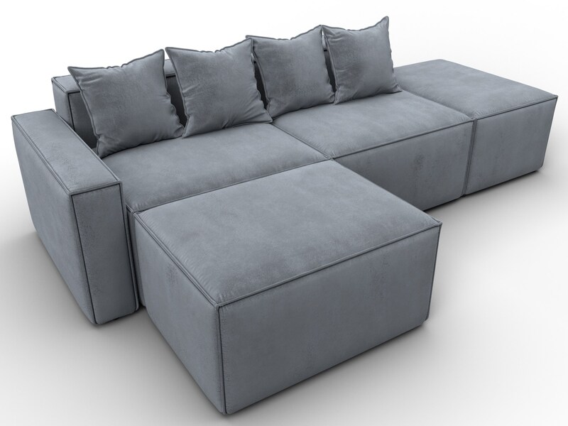 Диван угловой модульный Лига-063 угол левый, Велюр, TOWER 10 серый