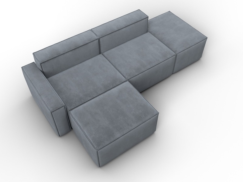 Диван угловой модульный Лига-063 угол левый, Велюр, TOWER 10 серый