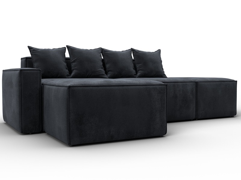 Диван угловой модульный Лига-063 угол левый, Велюр, TOWER 11 темно-серый