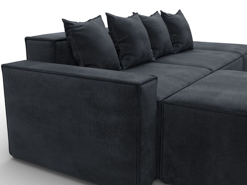 Диван угловой модульный Лига-063 угол левый, Велюр, TOWER 11 темно-серый