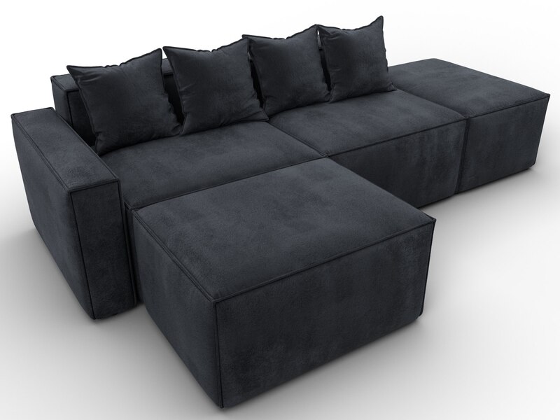 Диван угловой модульный Лига-063 угол левый, Велюр, TOWER 11 темно-серый