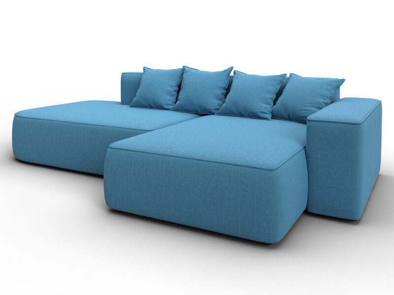 Диван угловой Лига-065 угол правый, Рогожка, Амур 10 голубой