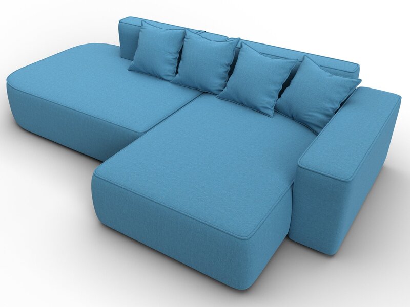 Диван угловой Лига-065 угол правый, Рогожка, Амур 10 голубой