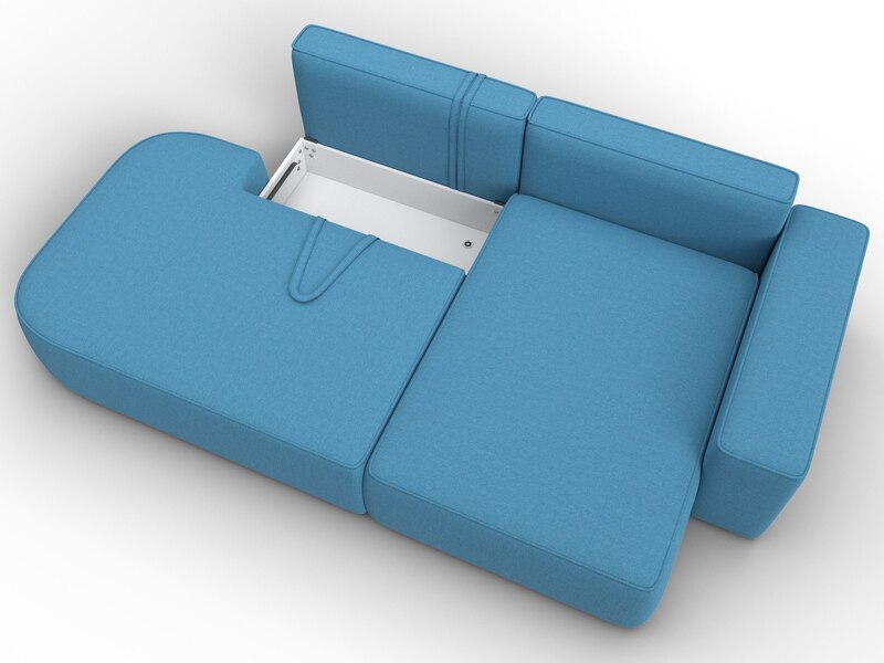 Диван угловой Лига-065 угол правый, Рогожка, Амур 10 голубой