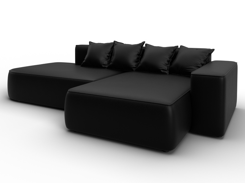 Диван угловой Лига-065 угол правый, Экокожа, GRIFON 18 черный