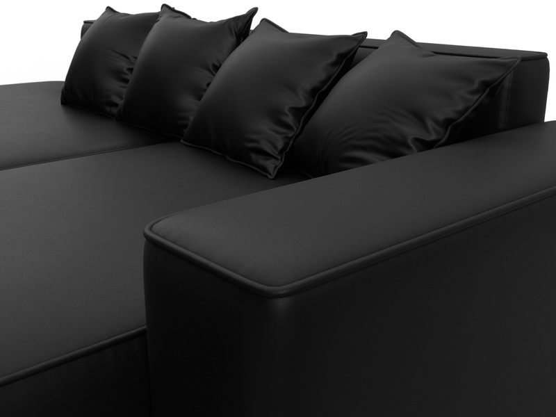 Диван угловой Лига-065 угол правый, Экокожа, GRIFON 18 черный