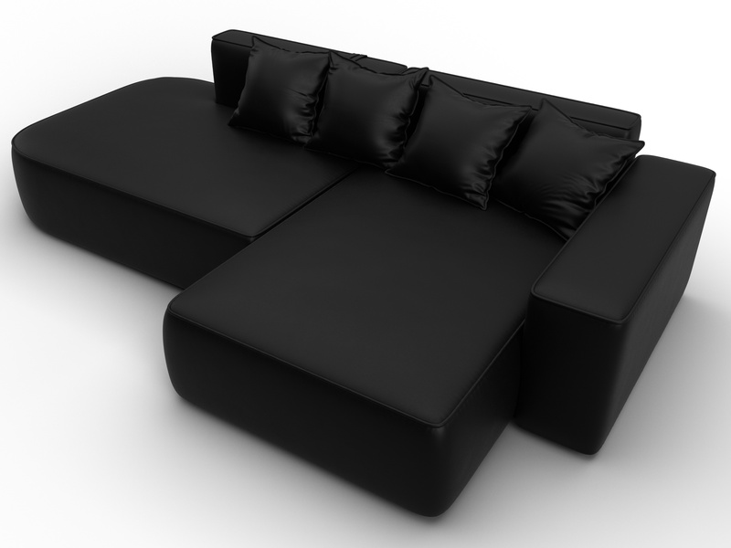 Диван угловой Лига-065 угол правый, Экокожа, GRIFON 18 черный