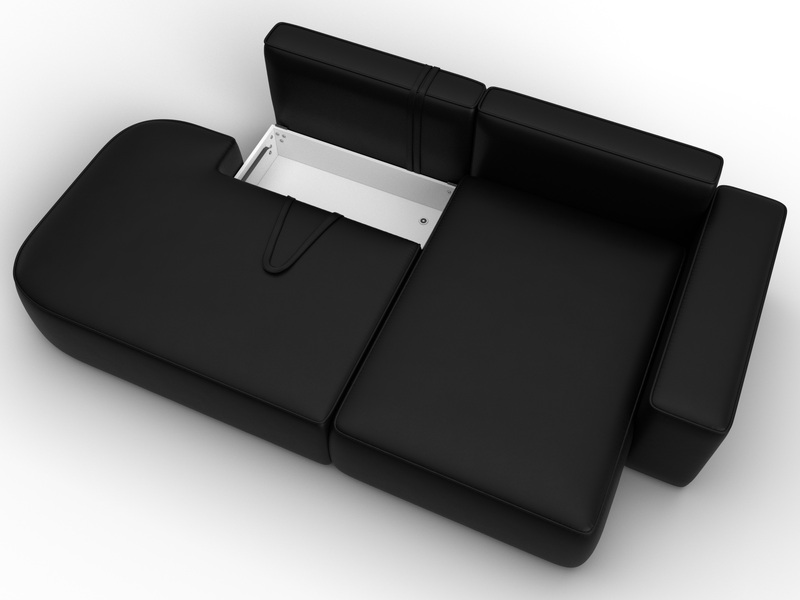 Диван угловой Лига-065 угол правый, Экокожа, GRIFON 18 черный