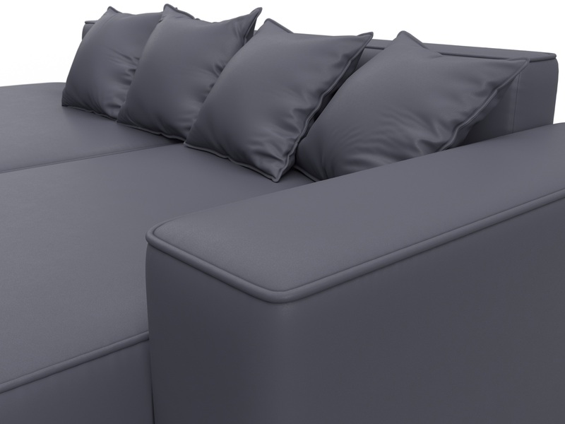 Диван угловой Лига-065 угол правый, Экокожа, GRIFON 15 серый