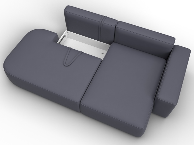 Диван угловой Лига-065 угол правый, Экокожа, GRIFON 15 серый