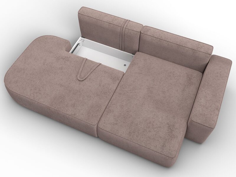 Диван угловой Лига-065 угол правый, Велюр, TOWER 05 бежевый