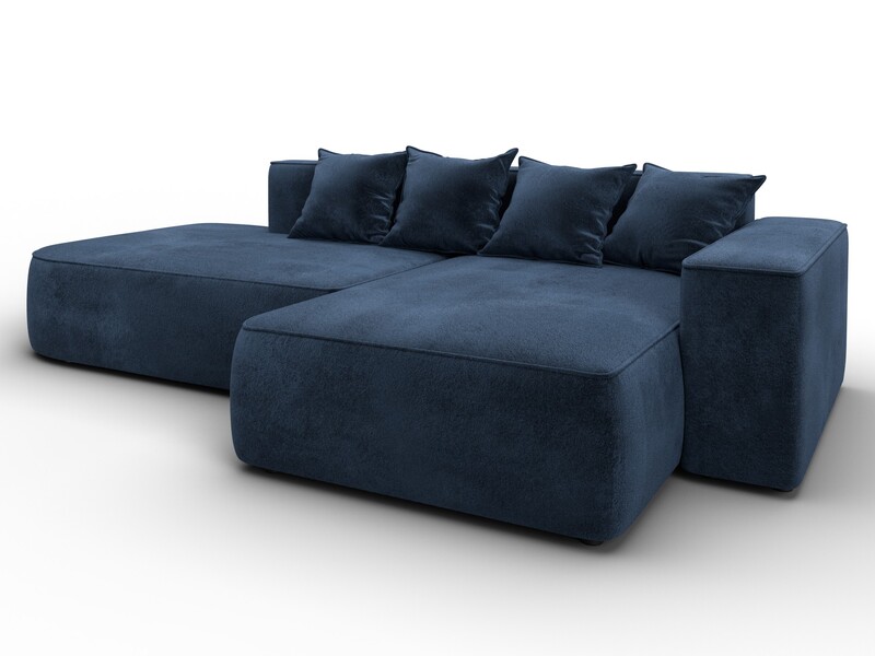 Диван угловой Лига-065 угол правый, Велюр, TOWER 13 синий