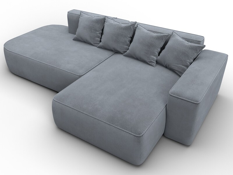 Диван угловой Лига-065 угол правый, Велюр, TOWER 10 серый