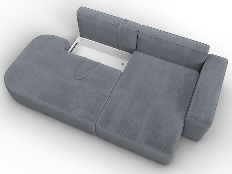 Диван угловой Лига-065 угол правый, Велюр, TOWER 10 серый