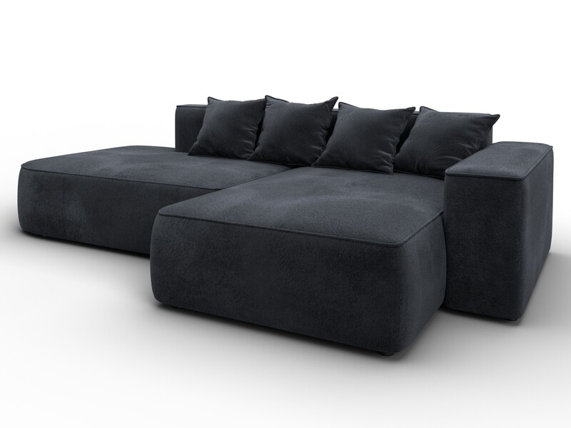 Диван угловой Лига-065 угол правый, Велюр, TOWER 11 темно-серый