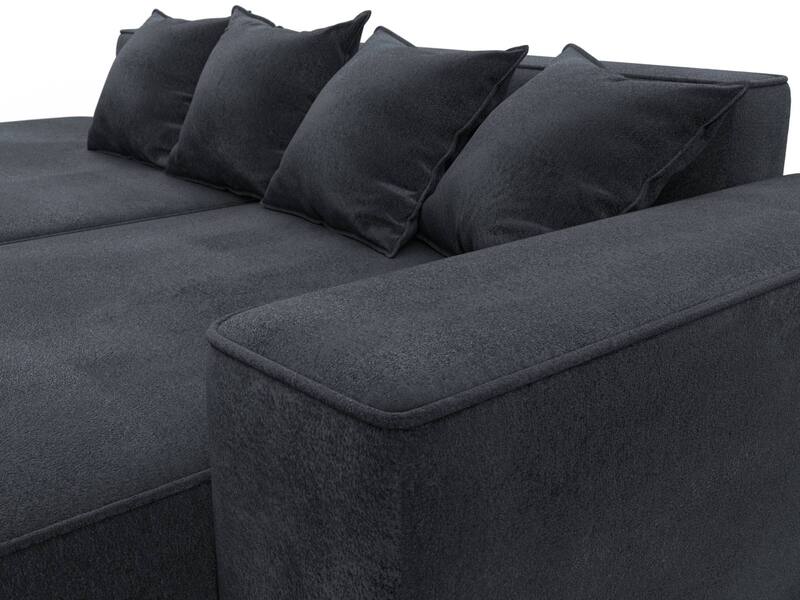 Диван угловой Лига-065 угол правый, Велюр, TOWER 11 темно-серый