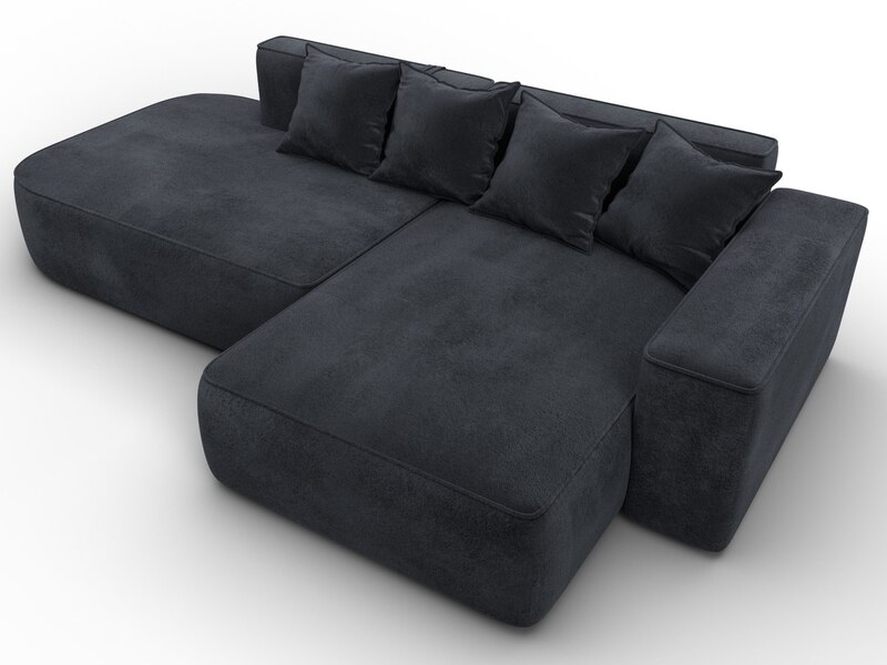 Диван угловой Лига-065 угол правый, Велюр, TOWER 11 темно-серый