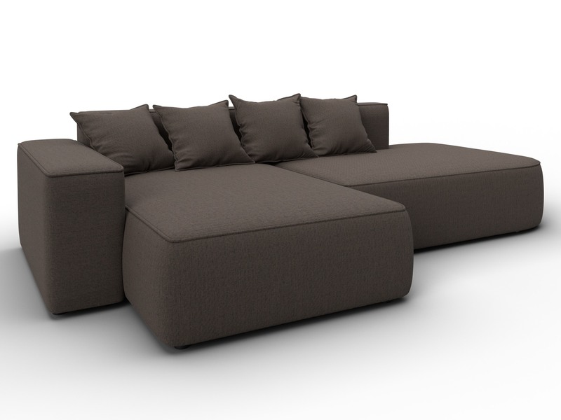 Диван угловой Лига-065 угол левый, Рогожка, Амур 05 коричневый