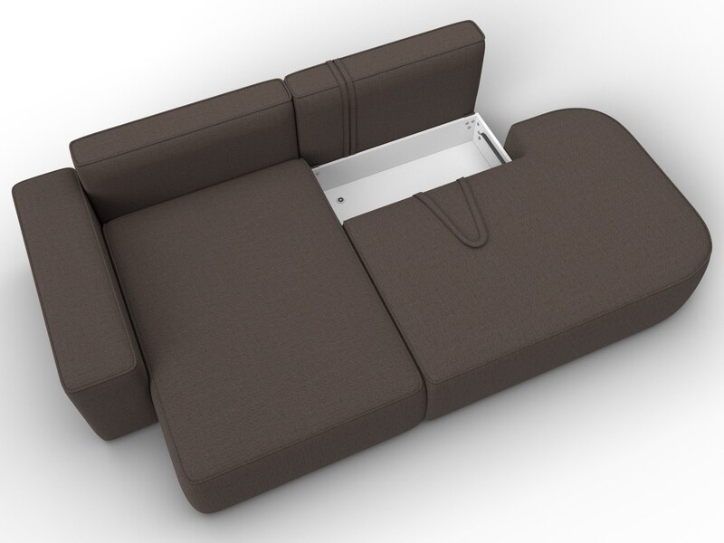 Диван угловой Лига-065 угол левый, Рогожка, Амур 05 коричневый