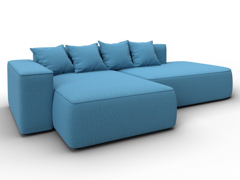Диван угловой Лига-065 угол левый, Рогожка, Амур 10 голубой
