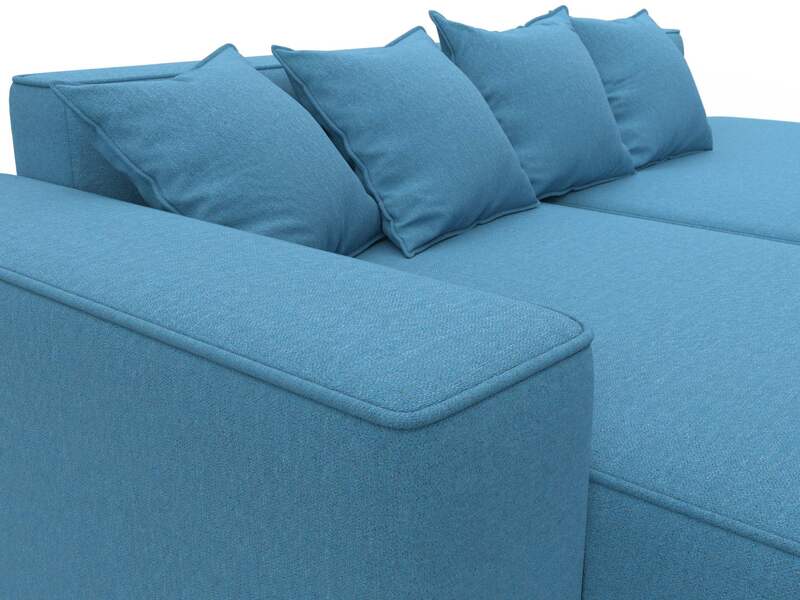 Диван угловой Лига-065 угол левый, Рогожка, Амур 10 голубой