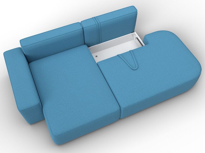 Диван угловой Лига-065 угол левый, Рогожка, Амур 10 голубой